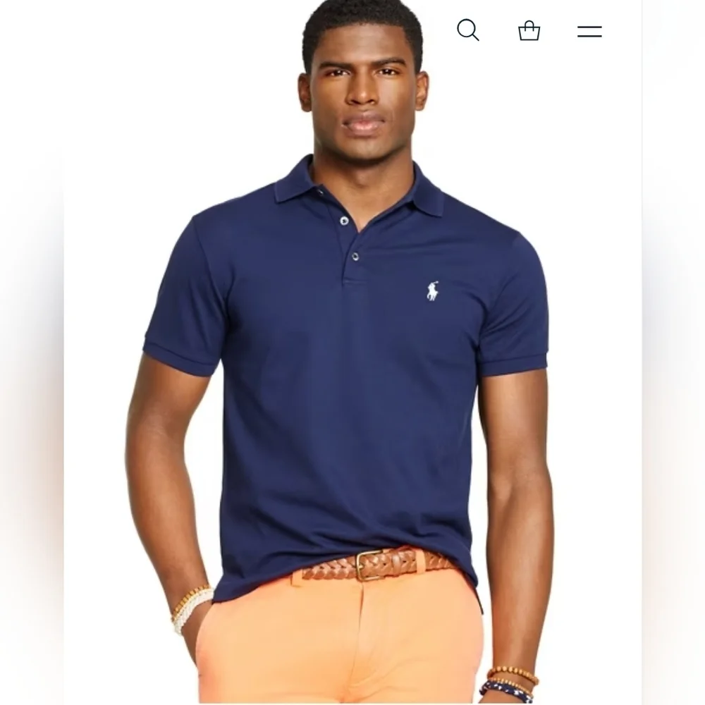 Polo‎ Ralph Lauren cotton Polo French Navy Custom-Fit Stretch-Mesh XXL